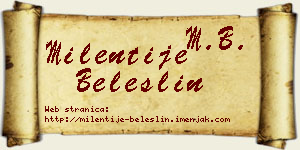 Milentije Beleslin vizit kartica